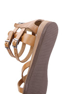 Women's Tan Flip-Flop Leather Bodrum Sandals | Derimod