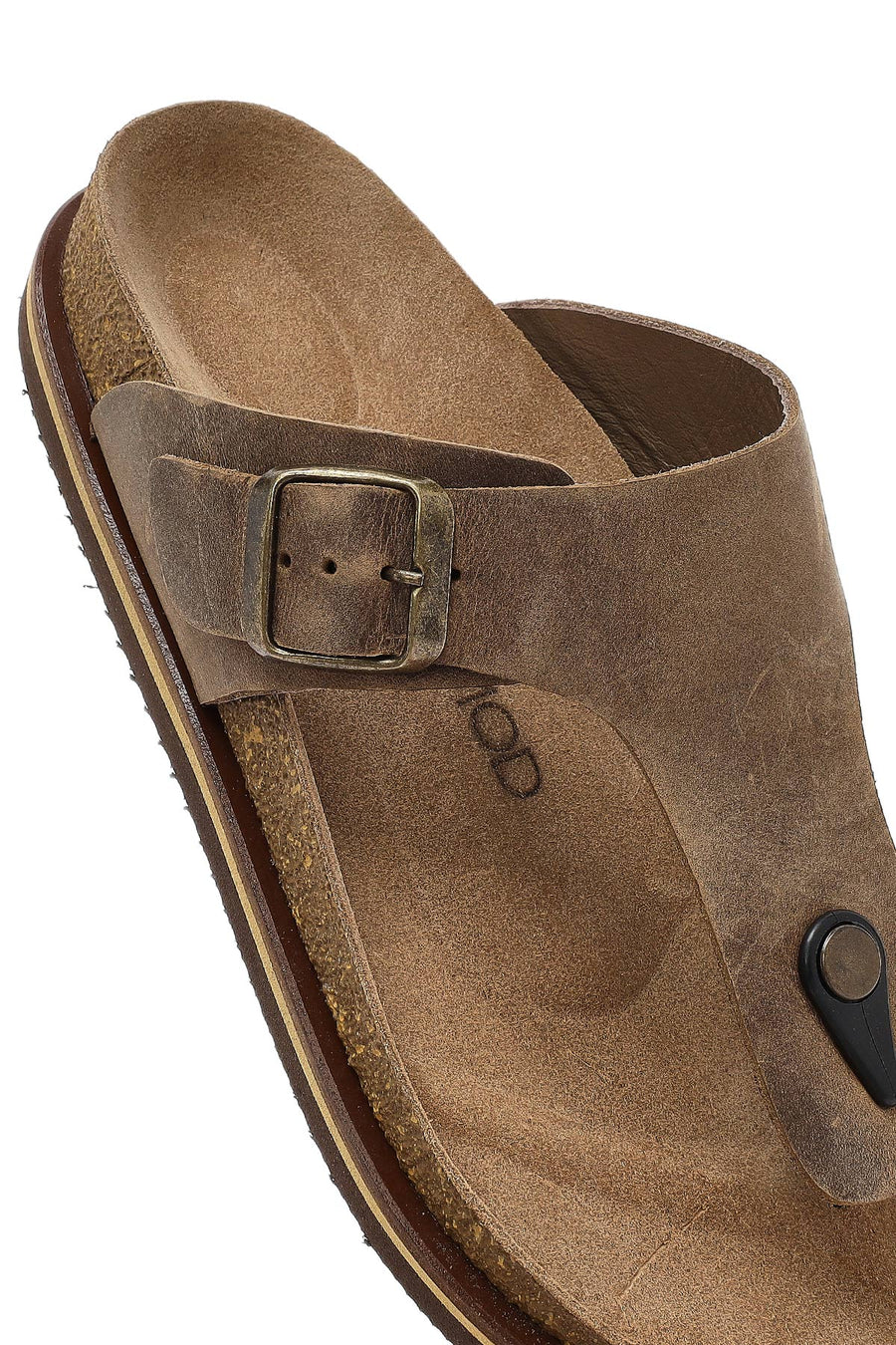 Men's Beige Flip Flop Nubuck Leather Slippers