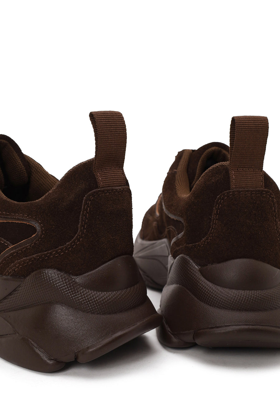Woman Brown Lace-Up Thick-Soled Suede Leather Sneaker
