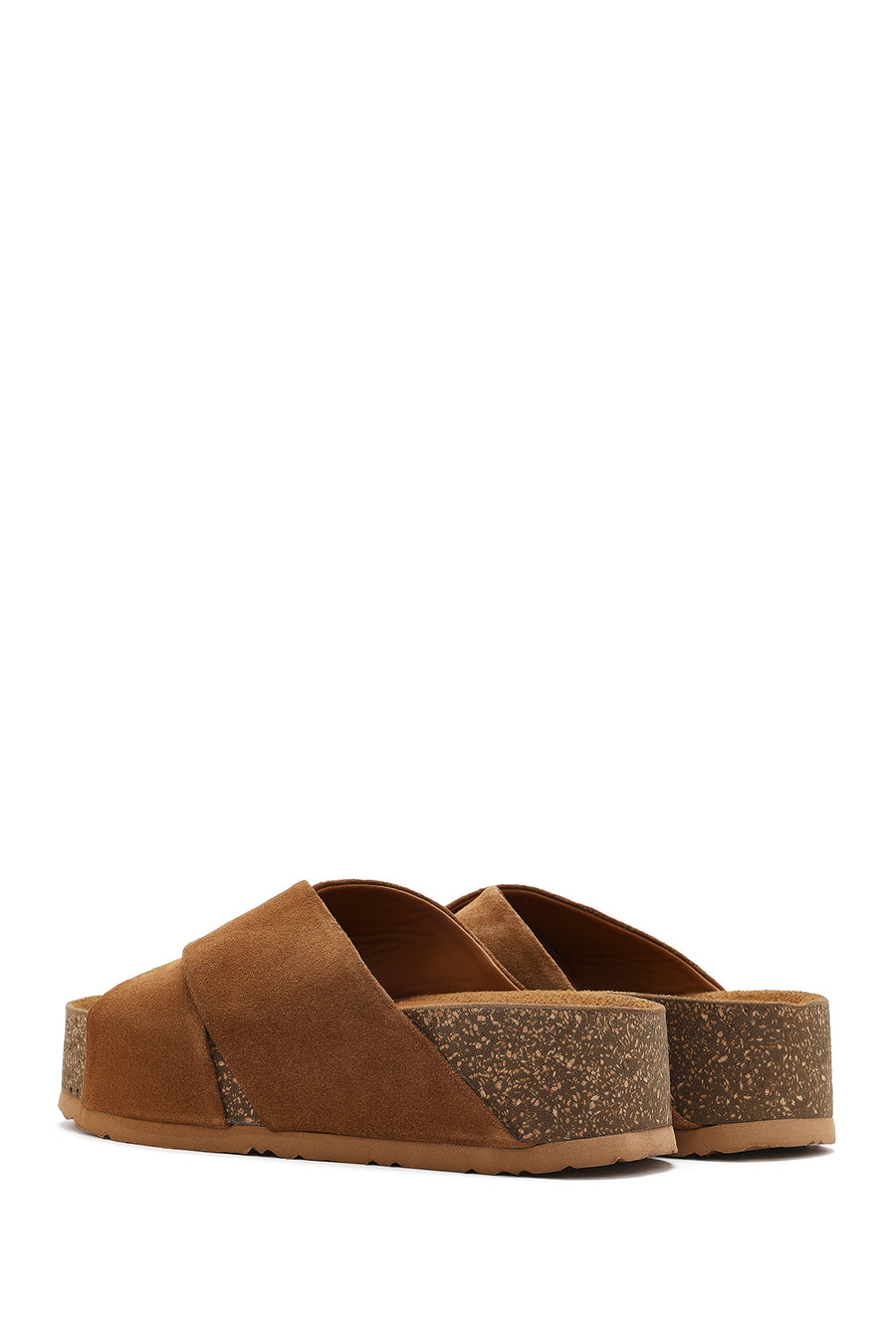 Women's Brown Thick Soled Suede Leather Slippers