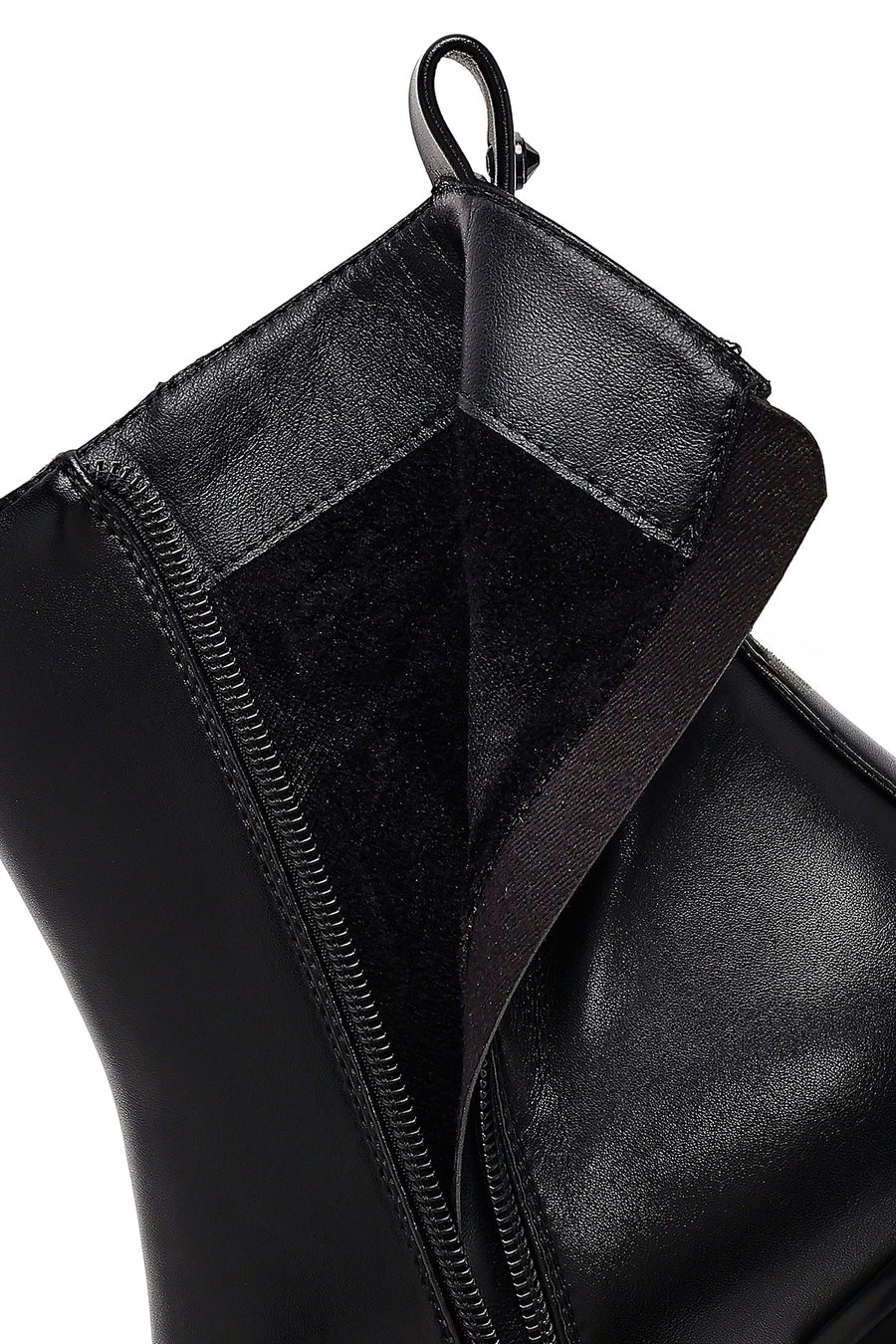 Women's Black Zippered Low Heel Boots