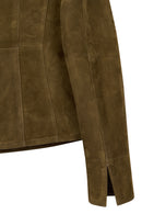 Lara Woman Green Short Suede Leather Jacket | Derimod