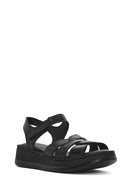 Women's Black Ankle Strap Chunky Sole Leather Comfort Sandals | Derimod