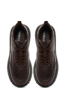 Men's Brown Lace-Up Thick-Soled Leather Sneaker | Derimod