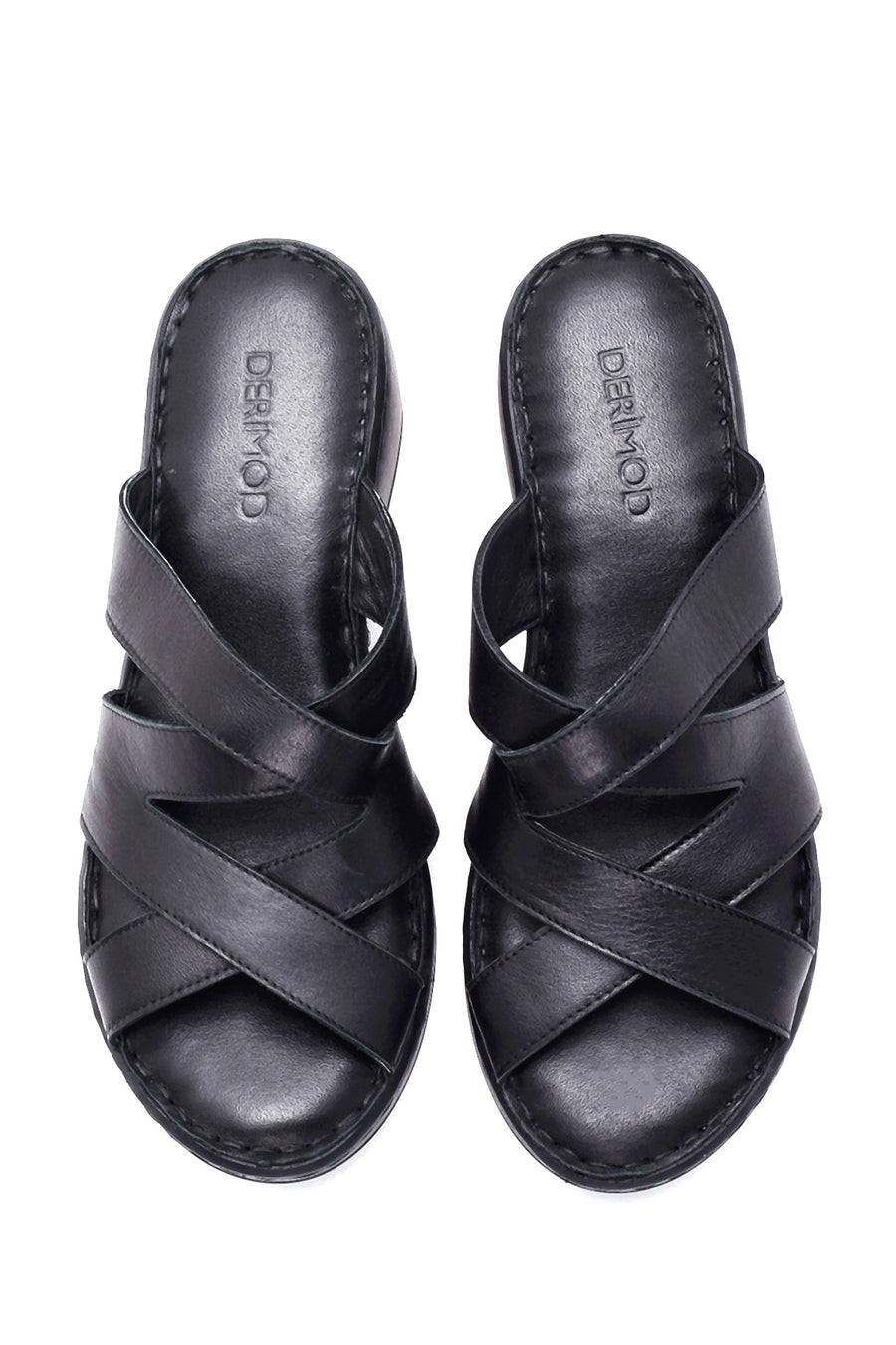 Women's Leather Comfort Wedge Heel Slippers