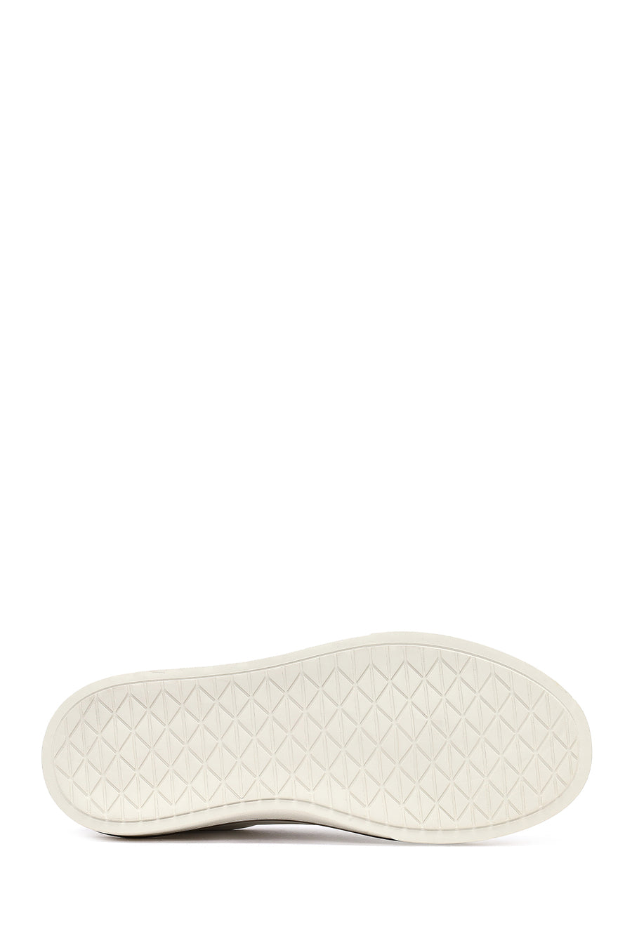 Men's White Lace-Up Thick-Soled Leather Sneaker