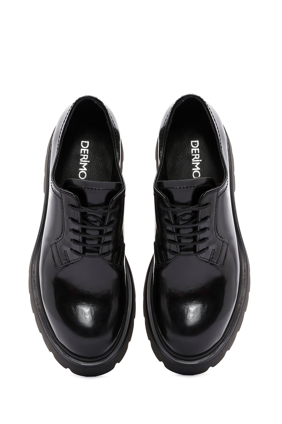 Women's Black Lace-Up Leather Oxford Shoes