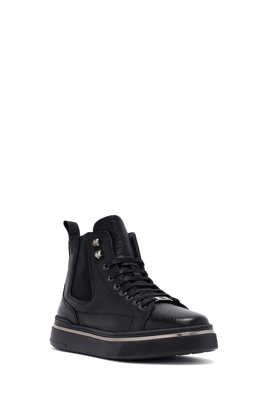 Men's Black Lace-Up Leather Sports Boots