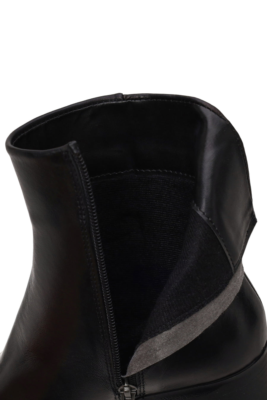 Woman Black Zip Closure Platform Chunky Heeled Leather Boots