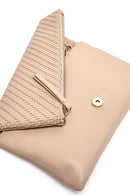 Women's Beige Long Chain Strap Braided Clutch Bag | Derimod