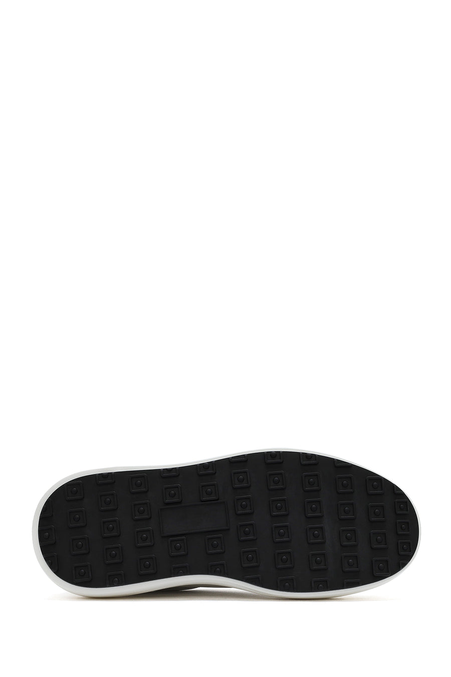 Erkek Beyaz Bağcıklı Kalın Tabanlı Deri Sneaker