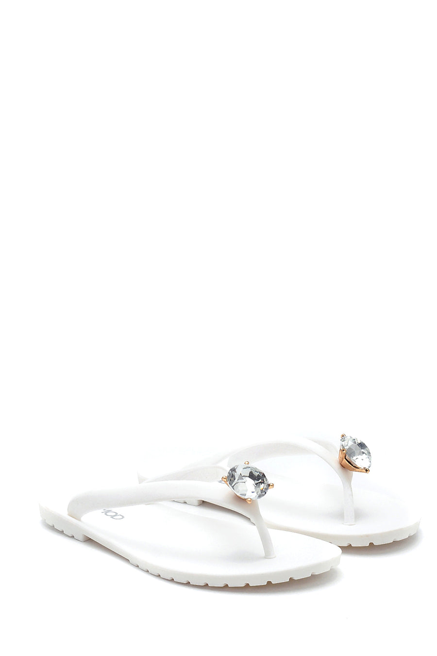 Women's Flip Flops with Stone Detail