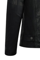 Endrick Male Black Slim-Fit Leather Jacket | Derimod