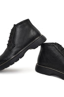 Men's Black Lace-Up Zipper Leather Casual Boot | Derimod