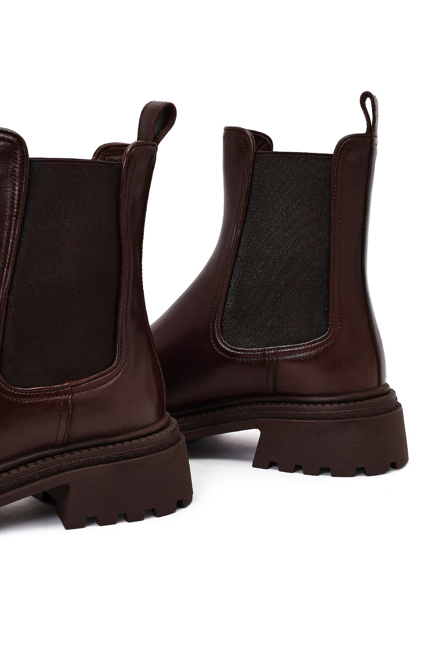 Woman Brown Thick-Soled Leather Chelsea Boots