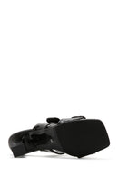 Women's Black Thick Heel Crocodile Slippers | Derimod