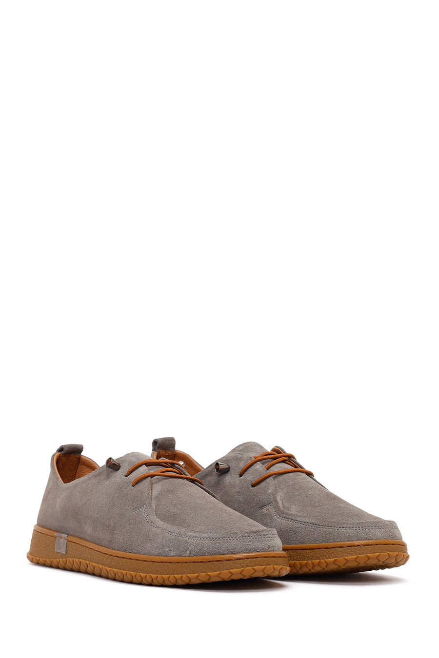 Women's Grey Lace-up Suede Leather Comfort Shoes