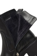 Women's Black Zippered Thick-Soled Leather Boots | Derimod