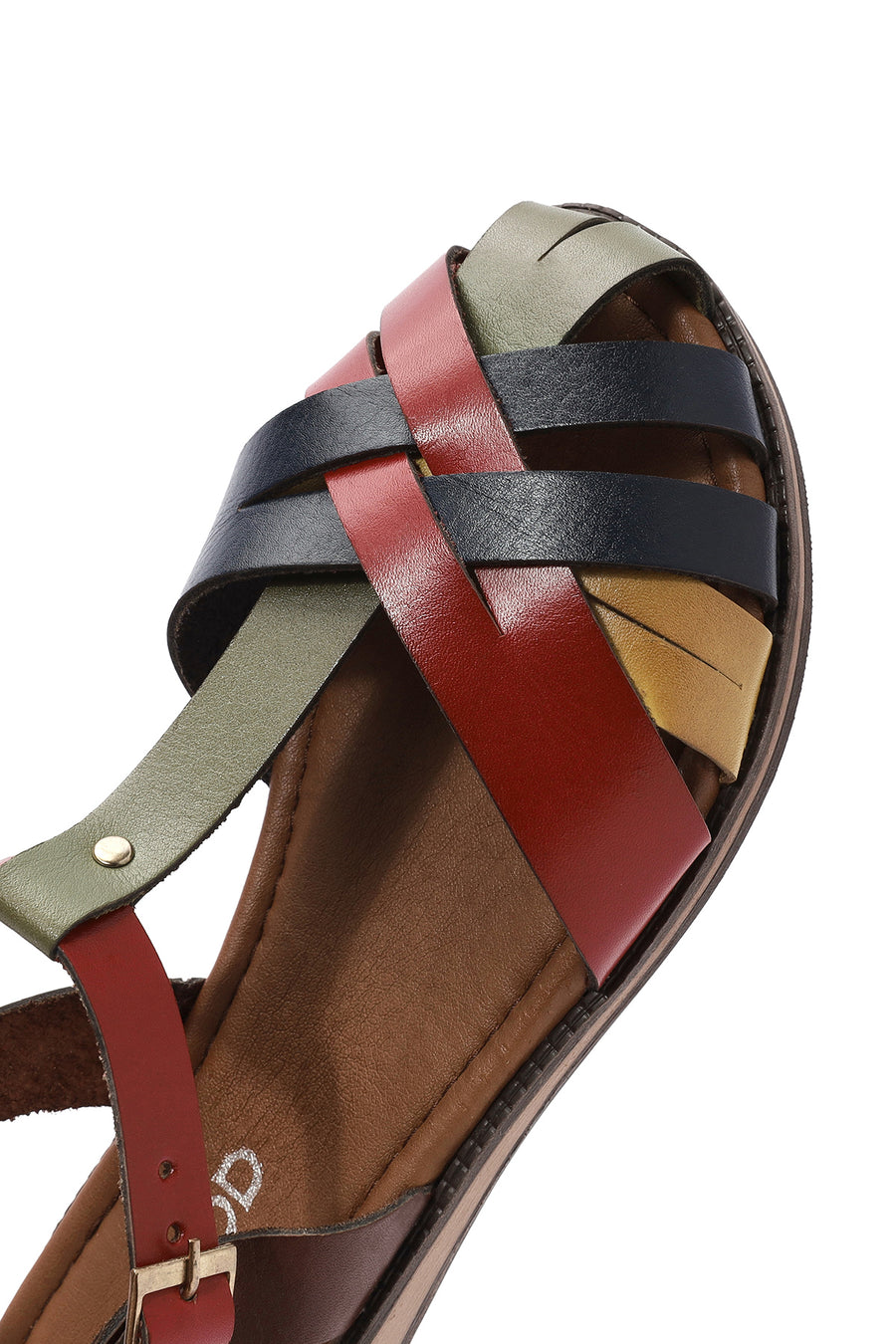 Women's Multicolored Ankle Strap Leather Bodrum Sandals