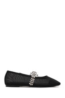Woman Black Embellished Ballet Flat | Derimod