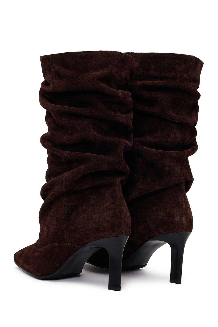 Woman Brown Thin-Heeled Suede Boots