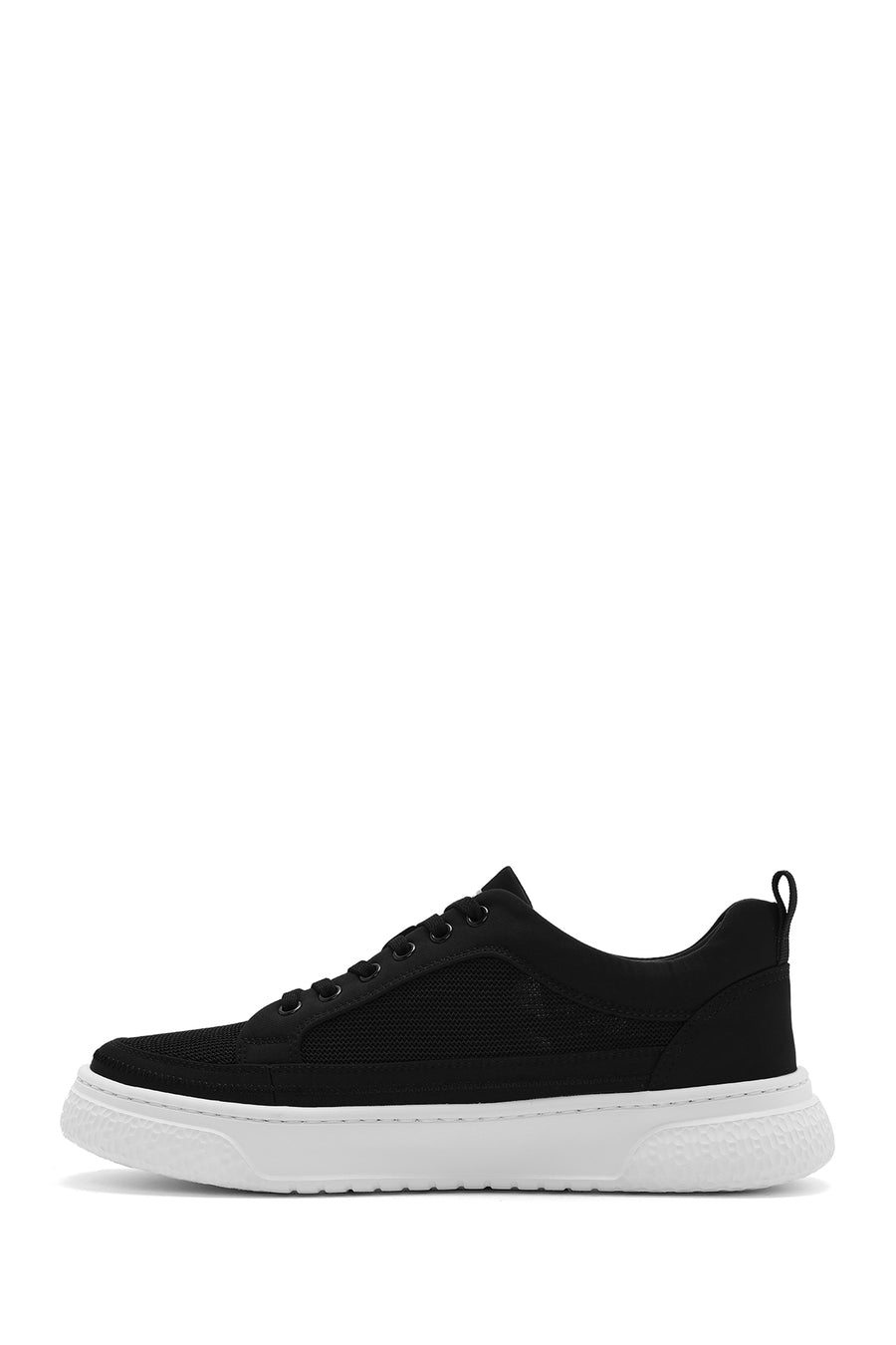 Men's Black Lace-Up Thick Sole Sneaker