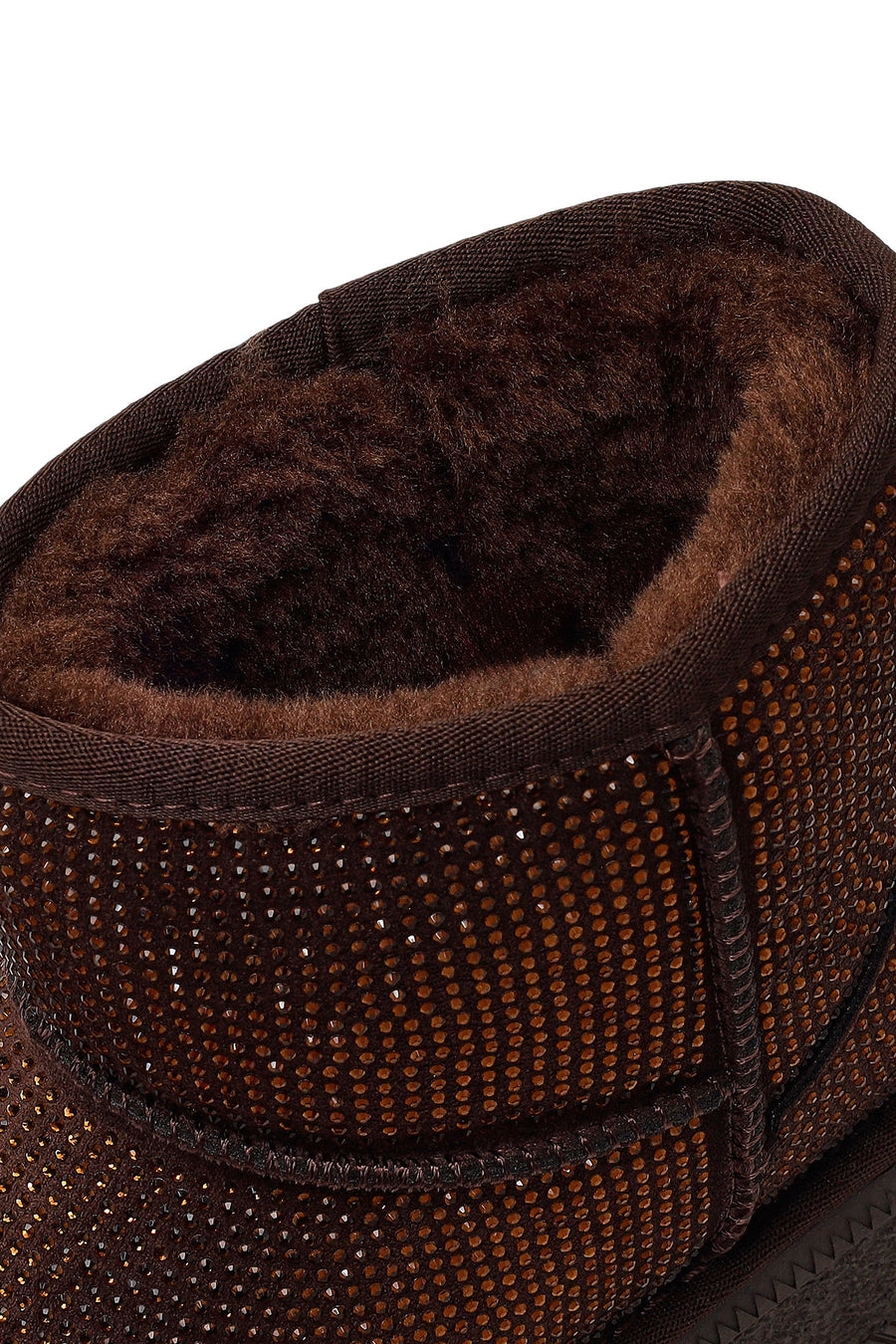 Woman Brown Thick-Soled Embellished Leather Teddy Boots