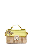 Women's Yellow Accessory Long Strap Straw Crossbody Bag | Derimod