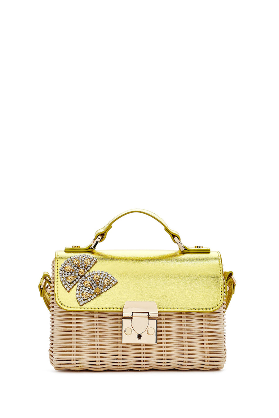 Women's Yellow Accessory Long Strap Straw Crossbody Bag