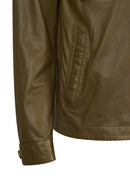 Modric Male Green Leather Jacket | Derimod