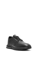Men's Black Lace-Up Leather Casual Sneaker | Derimod