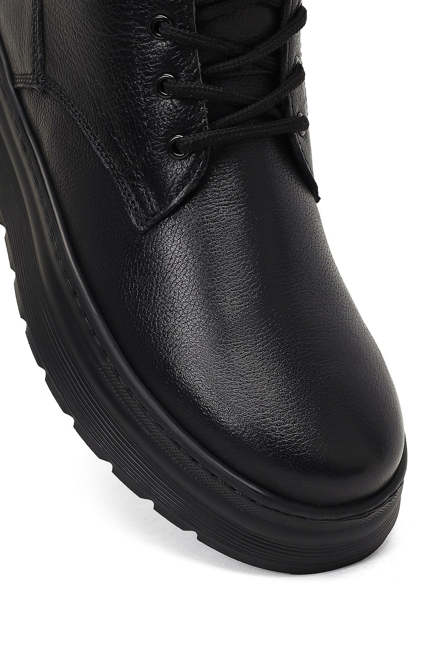 Men Black Lace-up Leather Casual Boot