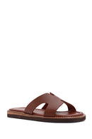 Women's Brown Leather Slippers | Derimod