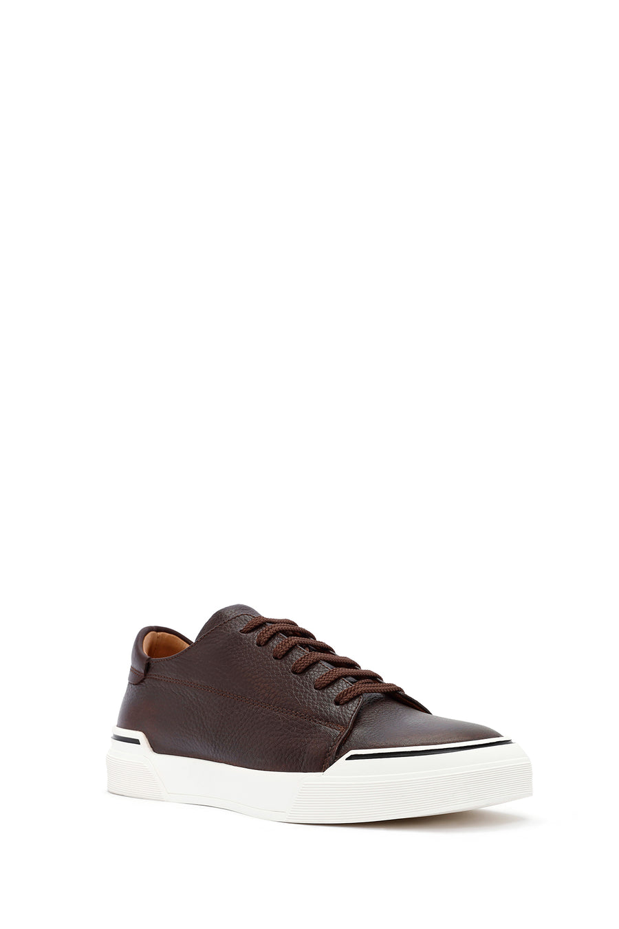 Erkek Kahverengi Bağcıklı Deri Sneaker