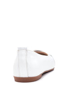 Women's White Leather Casual Ballerinas | Derimod