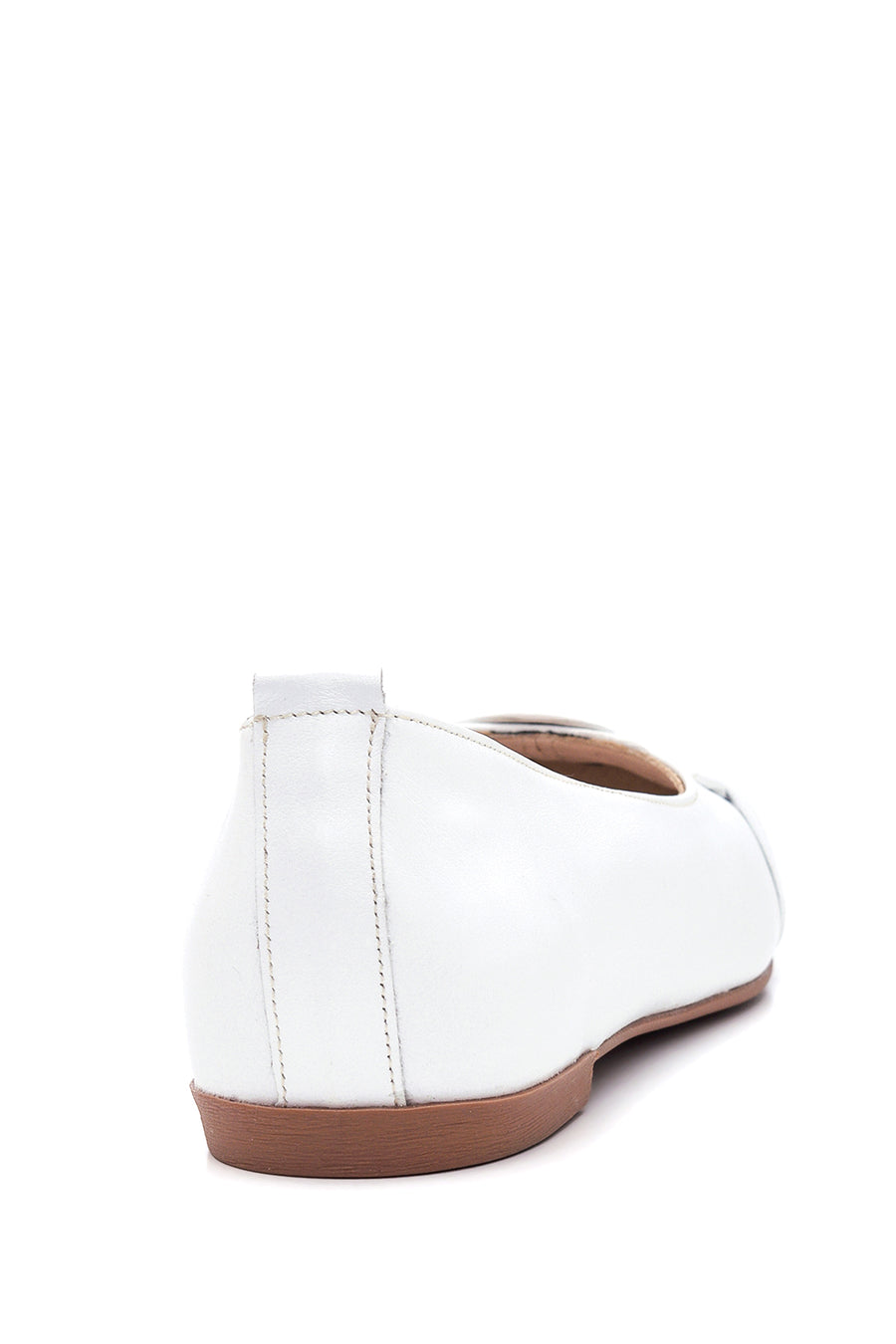 Women's White Leather Casual Ballerinas