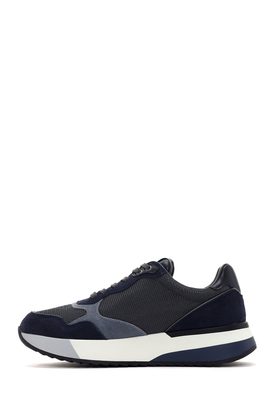 Alberto Guardiani Men's Navy Blue Gray Winner Thick Soled Leather Sneaker