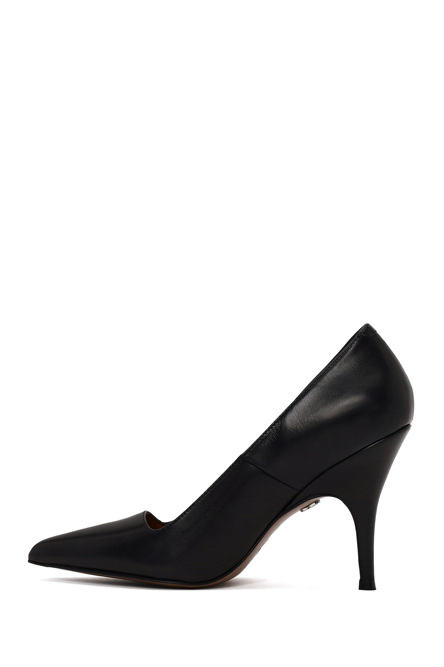 Woman Black Thin-Heeled Leather Stiletto