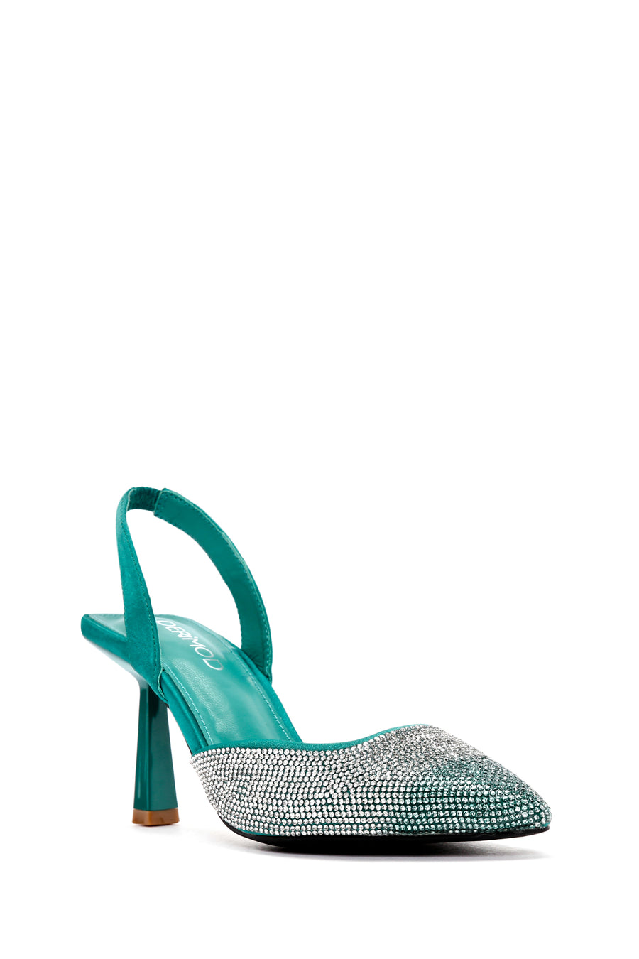 Women's Green Open Back Thin Heeled Shoes