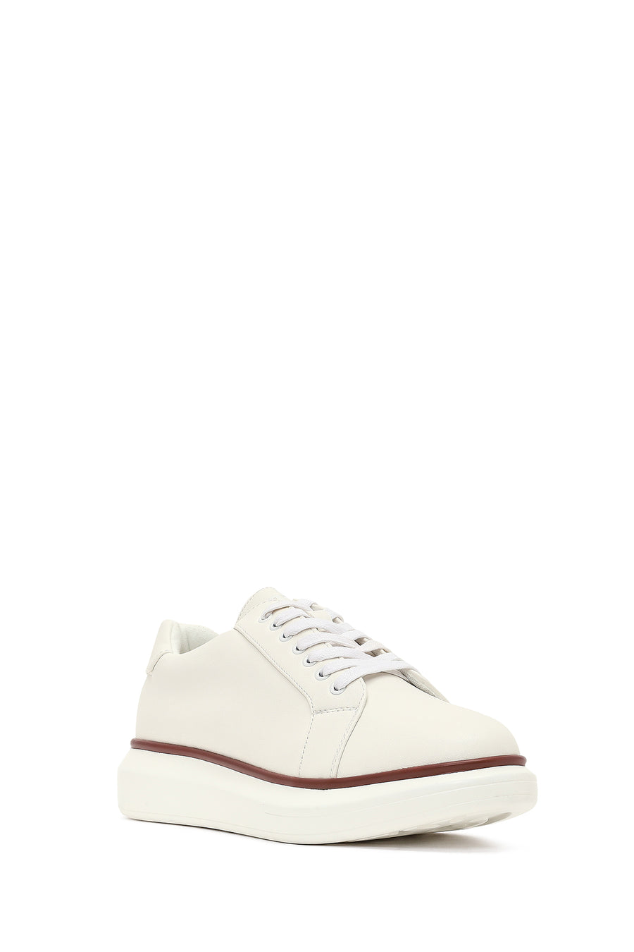 Men's White Lace-Up Thick-Soled Sneaker