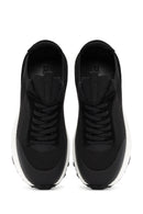 Derimod Zero Men's Black Lace-Up Thick Soled Fabric Sneaker | Derimod