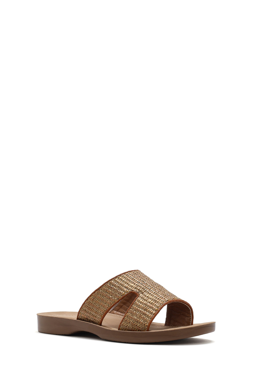 Women's Tan Straw Slippers
