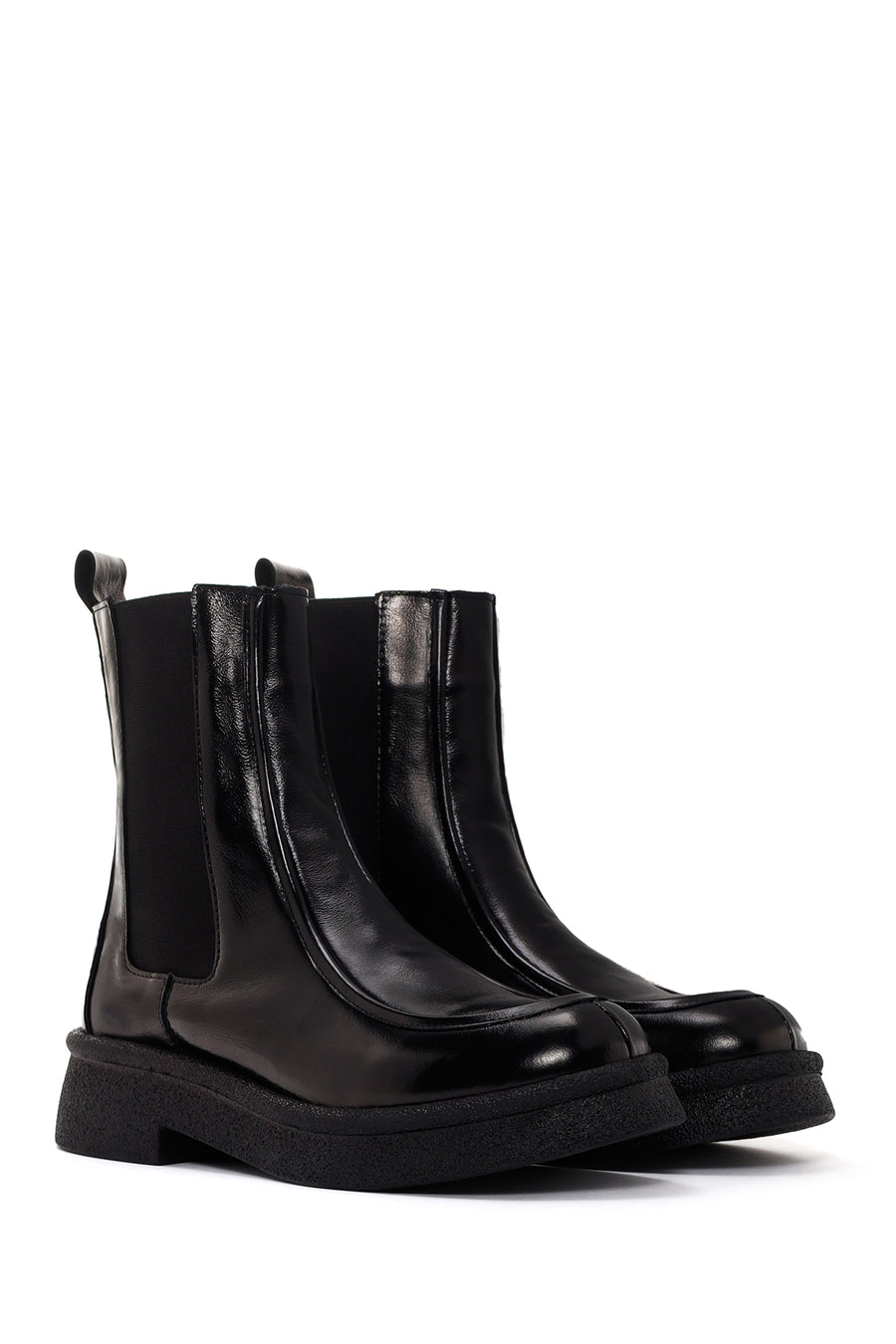 Woman Black Patent Leather Leather Chelsea Boots