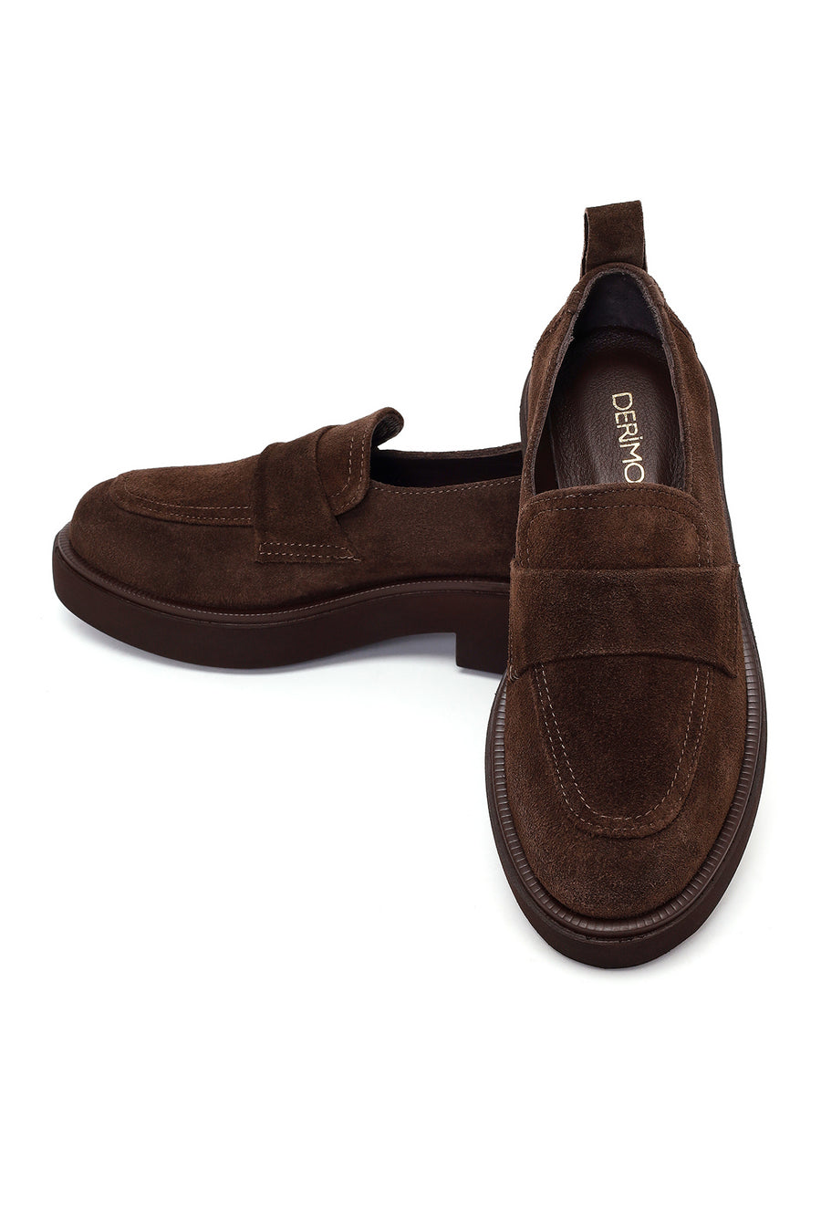 Woman Dark Mink Suede Masculine Loafer