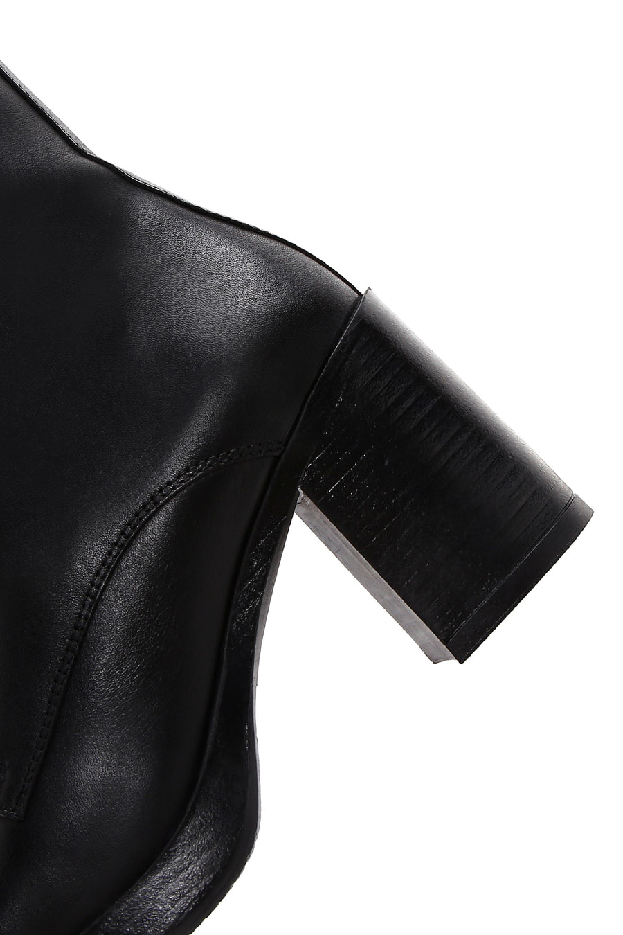 Women's Black Leather Heeled Boots