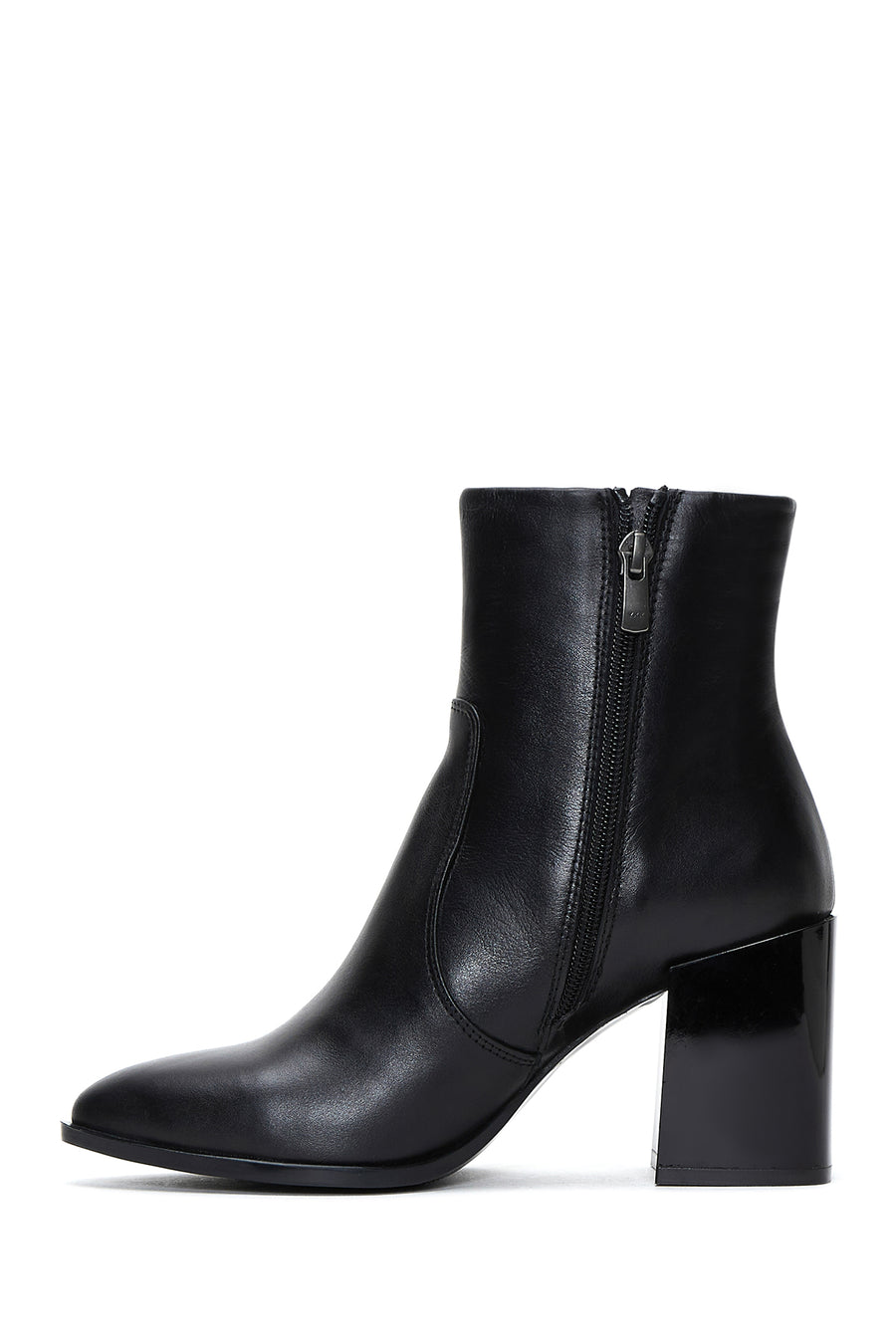 Women's Black Leather Heeled Classic Boots