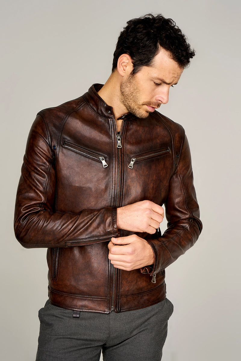 Curry Men's Leather Jacket