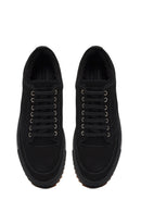 Erkek Siyah Bağcıklı Kalın Tabanlı Nubuk Deri Sneaker | Derimod