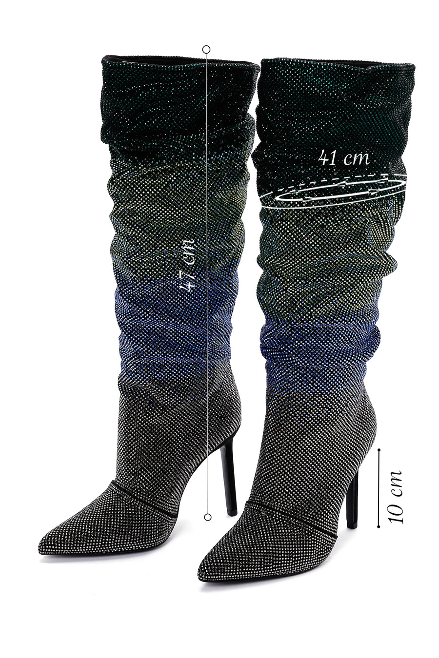 Women's Multi-Colored Stone Thin Heeled Boots