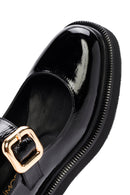 Women's Black Striped Patent Leather Ballerinas | Derimod